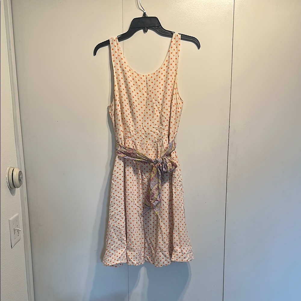 Moulinette Soeurs Women's US 6 silk Polka Dot Sleeveless Dress with Paisley Belt